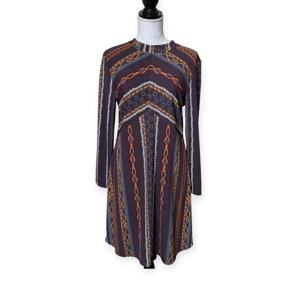 Free People Purple Long Sleeve Western Rodeo Cowgirl Festival Midi Dress Sz Lg